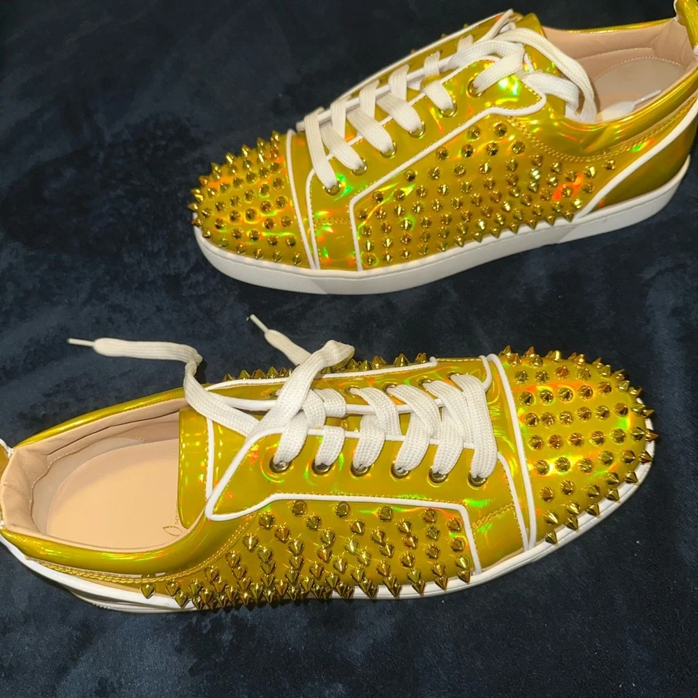 Christian Louboutin Yellow Spiked Sneakers - Picture 2 of 10